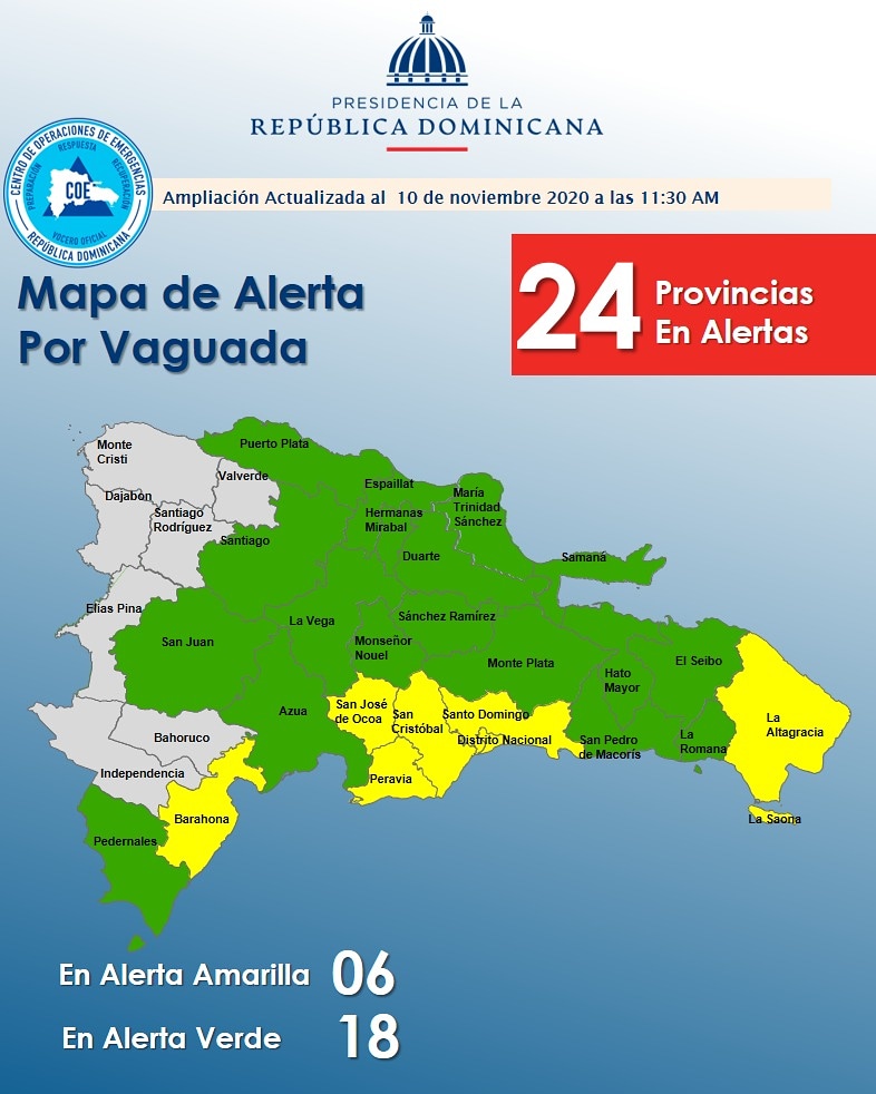 Coe Aumenta A Provincias En Alerta Por Vaguada Y Onda Tropical