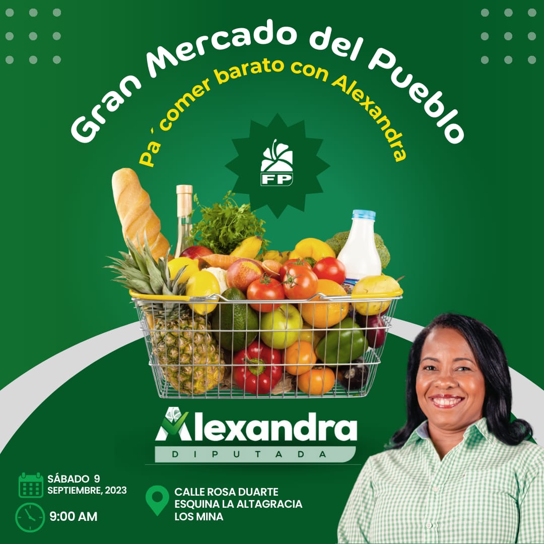 Alexandra Peña recorre barrios de SDE; Llevará este sábado el “Gran Mercado del Pueblo”